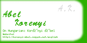 abel korenyi business card